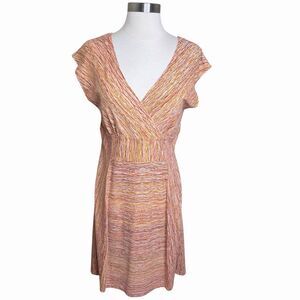Royal Robbins Faux Wrap Dress Medium Pink Orange Space Dye Travel Outdoor M